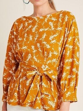 Anthropologie | Amber dolman sleeved/ Tie Waisted blouse Size Medium